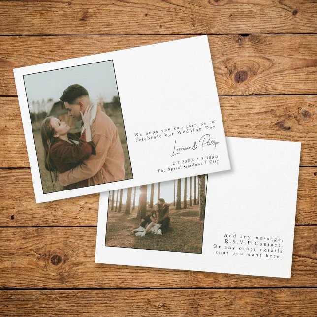 Invitación Elegante Boda Minimalista sencillo de fotografía (Elegant Minimalist Simple Photo Wedding Invitation)