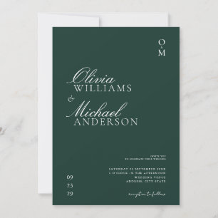 Invitación Elegante Boda Minimalista verde esmeralda