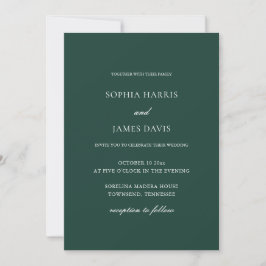 Invitación Elegante Boda Minimalista verde esmeralda
