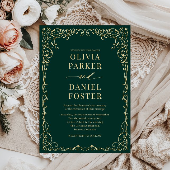 Invitación Elegante Boda Minimalista verde esmeralda (Subido por el creador)