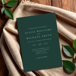 Invitación Elegante Boda Minimalista verde esmeralda