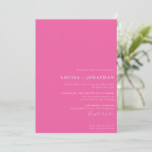 Invitación Elegante Boda mínimo de escritura de moda rosada c