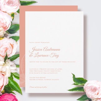 Invitación Elegante Boda Mínimo de Flor Peony