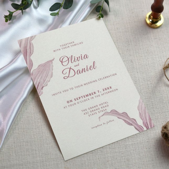 Invitación Elegante Boda mínimo de hoja malva (Subido por el creador)