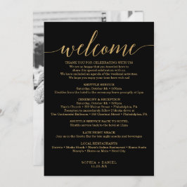 Invitación Elegante Boda Mínimo De Oro Bienvenido Itinerary I