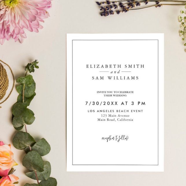 Invitación Elegante Boda Mínimo del Clásico Blanco Negro (Subido por el creador)
