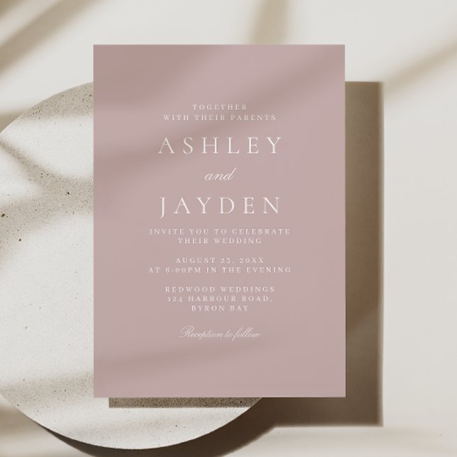 Invitación Elegante Boda Mínimo Rosa Dusty Moderno (Subido por el creador)