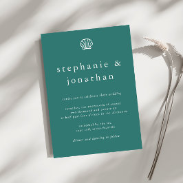 Invitación Elegante Boda mínimo Verde azulado del océano cost