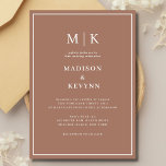 Invitación Elegante Boda Mocha Mousse Classic<br><div class="desc">Invitación a la boda de Mocha Mousse Estas elegantes y modernas toallas de boda o ducha de novias presentan un sencillo diseño de texto en blanco y negro que exuda un estilo minimalista. Añada sus iniciales o su monograma para hacerlas completamente propias.</div>