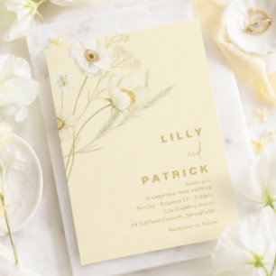 Invitación Elegante boda moderna botánica de color amarillo m