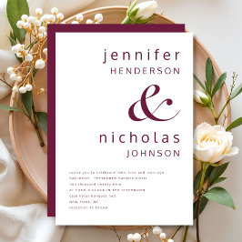 Invitación Elegante Boda Moderna Burgundy