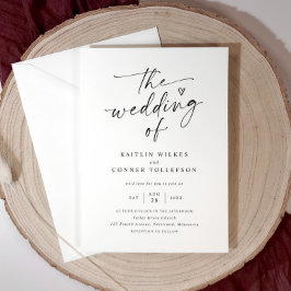 Invitación Elegante Boda Moderna con Letra a Mano en Blanco y