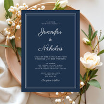 Elegante Boda Moderna con Letra Azul Marino