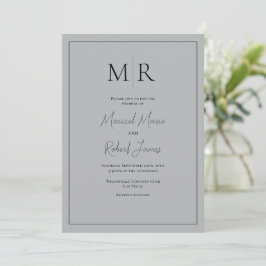 Invitación Elegante Boda Moderna con Monograma Gris