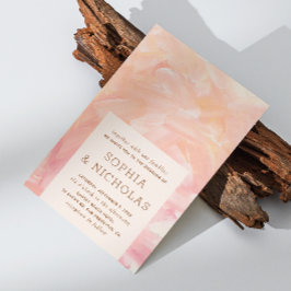 Invitación Elegante boda moderna con pinceladas de rosa rubor