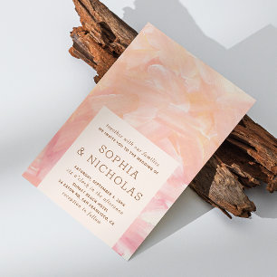 Invitación Elegante boda moderna con pinceladas de rosa rubor