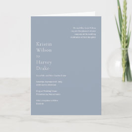 Invitación Elegante Boda Moderna de Azul Polvoriento