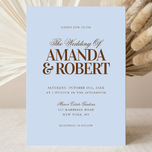 Invitación Elegante Boda Moderna de Dinero Antiguo en Azul y 
