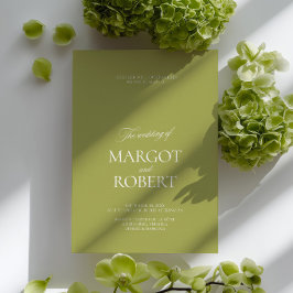Invitación Elegante Boda Moderna de Verde Oliva y Blanco