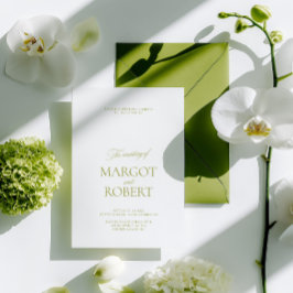 Invitación Elegante Boda Moderna de Verde Oliva y Blanco