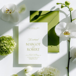 Invitación Elegante Boda Moderna de Verde Oliva y Blanco