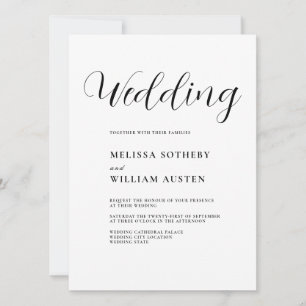 Invitación Elegante Boda Moderna en Blanco y Negro