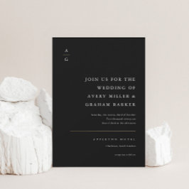 Invitación Elegante Boda Moderna en Blanco y Negro