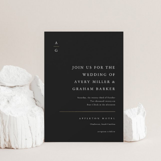 Invitación Elegante Boda Moderna en Blanco y Negro (Subido por el creador)