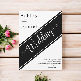 Invitación Elegante Boda Moderna en Blanco y Negro