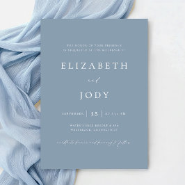 Invitación Elegante Boda Moderna Simple de Azul Polvoriento