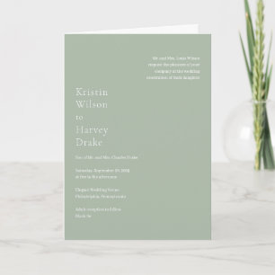 Invitación Elegante Boda Moderna Verde Salvia