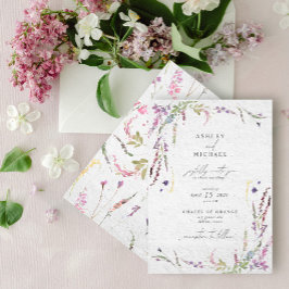 Invitación Elegante Boda moderno acuarela de flores silvestre