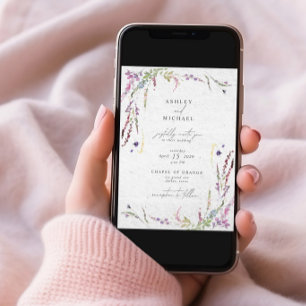Invitación Elegante Boda moderno acuarela de flores silvestre