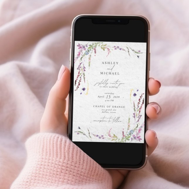 Invitación Elegante Boda moderno acuarela de flores silvestre (Subido por el creador)
