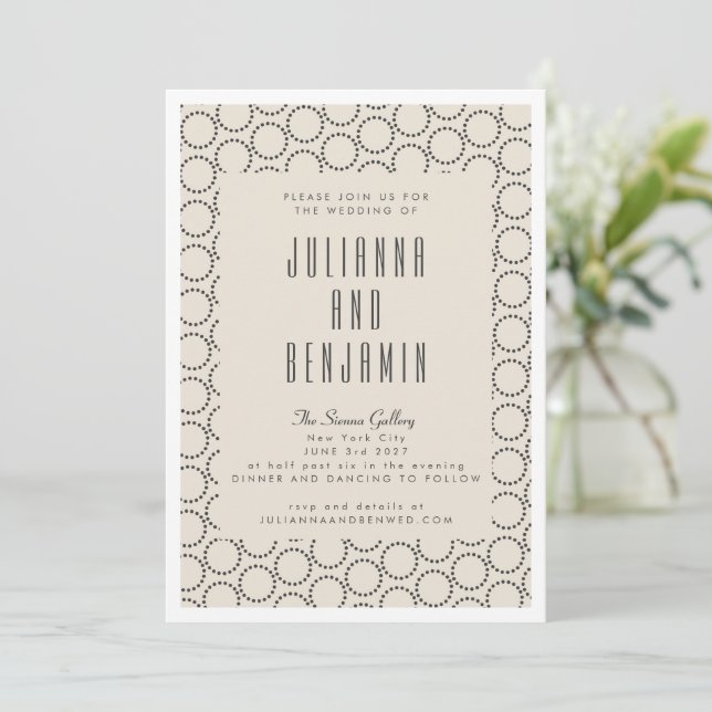 Invitación Elegante Boda moderno blanco negro de mediados del (Anverso de pie)