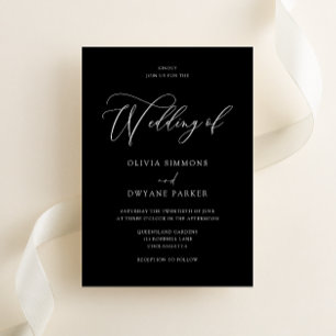 Invitación Elegante Boda moderno, blanco y negro