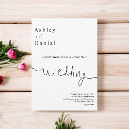 Invitación Elegante Boda Moderno Blanco Y Negro