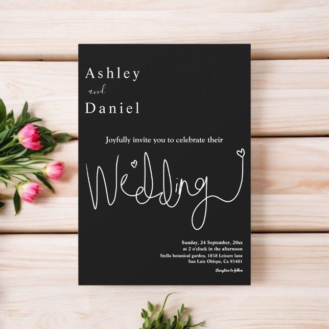 Invitación Elegante Boda Moderno Blanco Y Negro (Subido por el creador)