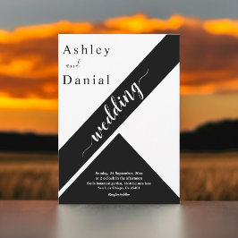 Invitación Elegante Boda Moderno Blanco Y Negro