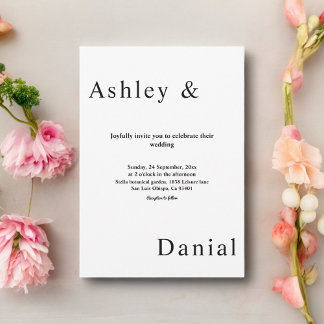 Invitación Elegante Boda Moderno Blanco Y Negro