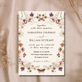 Invitación Elegante Boda moderno Boho Pastel Wildflower