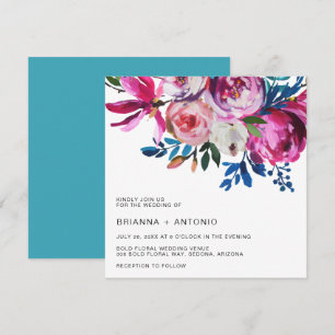 Invitación Elegante Boda moderno con flores rosadas