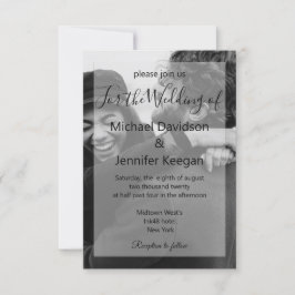Invitación elegante boda moderno con fotos en blanco y negro