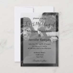 Invitación elegante boda moderno con fotos en blanco y negro