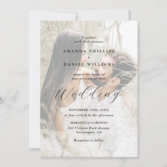 Invitación Elegante Boda moderno de 2 fotografías (Anverso)