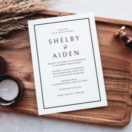 Invitación Elegante Boda moderno de borde blanco y negro