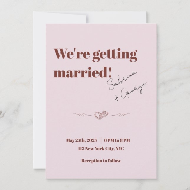 Invitación Elegante Boda moderno de código QR escrito a mano (Anverso)