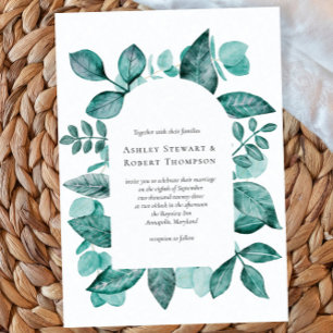 Invitación Elegante Boda moderno de color verde Verde azulado