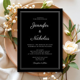 Invitación Elegante Boda moderno de escritura negra formal