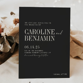 Invitación Elegante Boda moderno de escritura negra y blanca